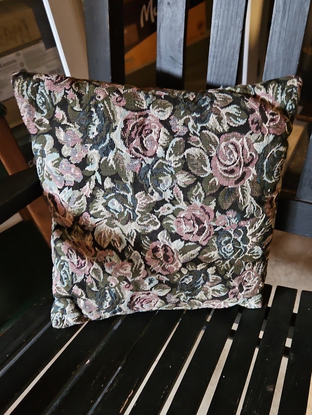 Floral Tapestry Decorative Pillow - Pink & Green